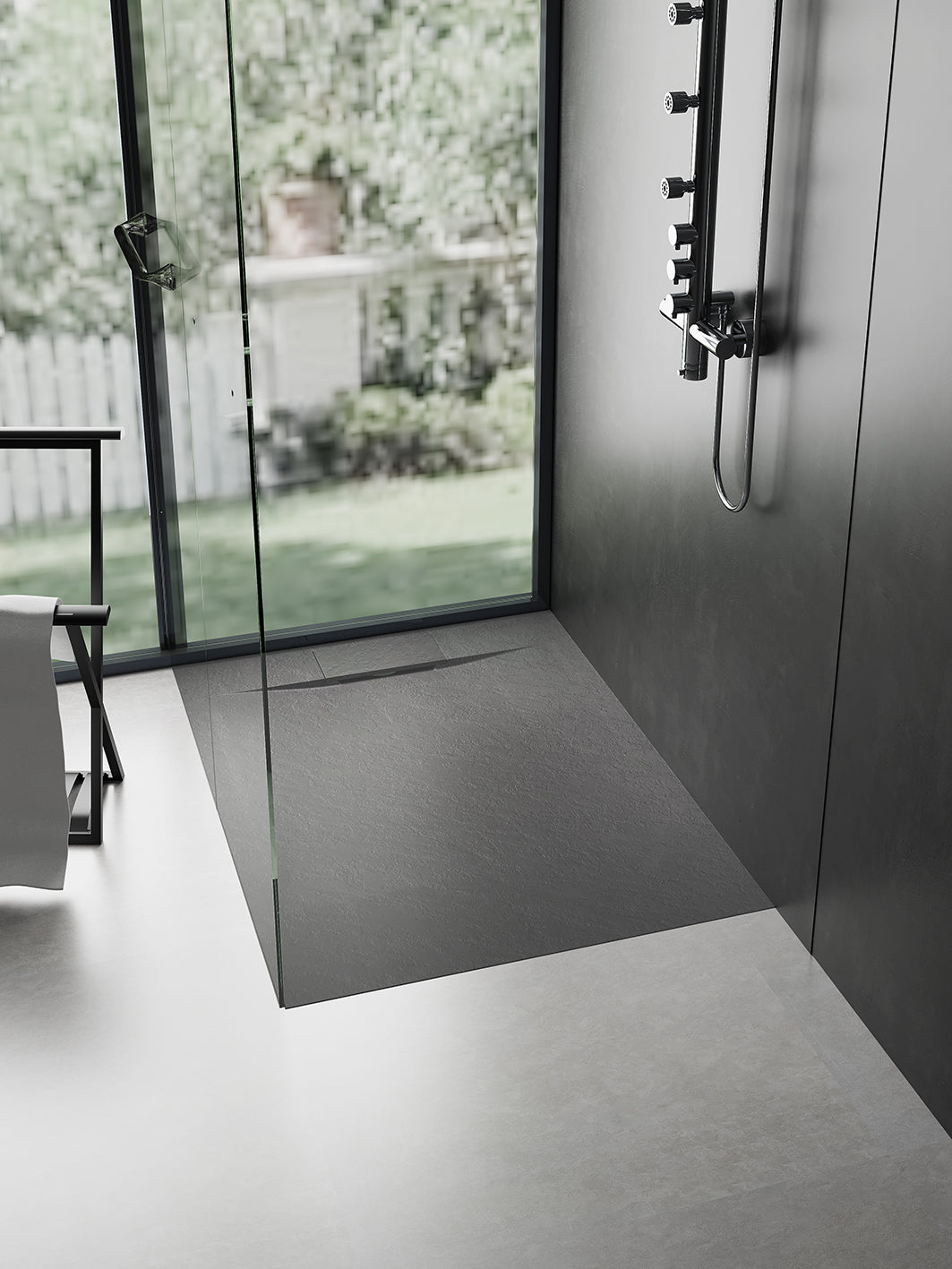 Receptáculo piedra de pizarra 140x80cm Marca VELSTON color negro