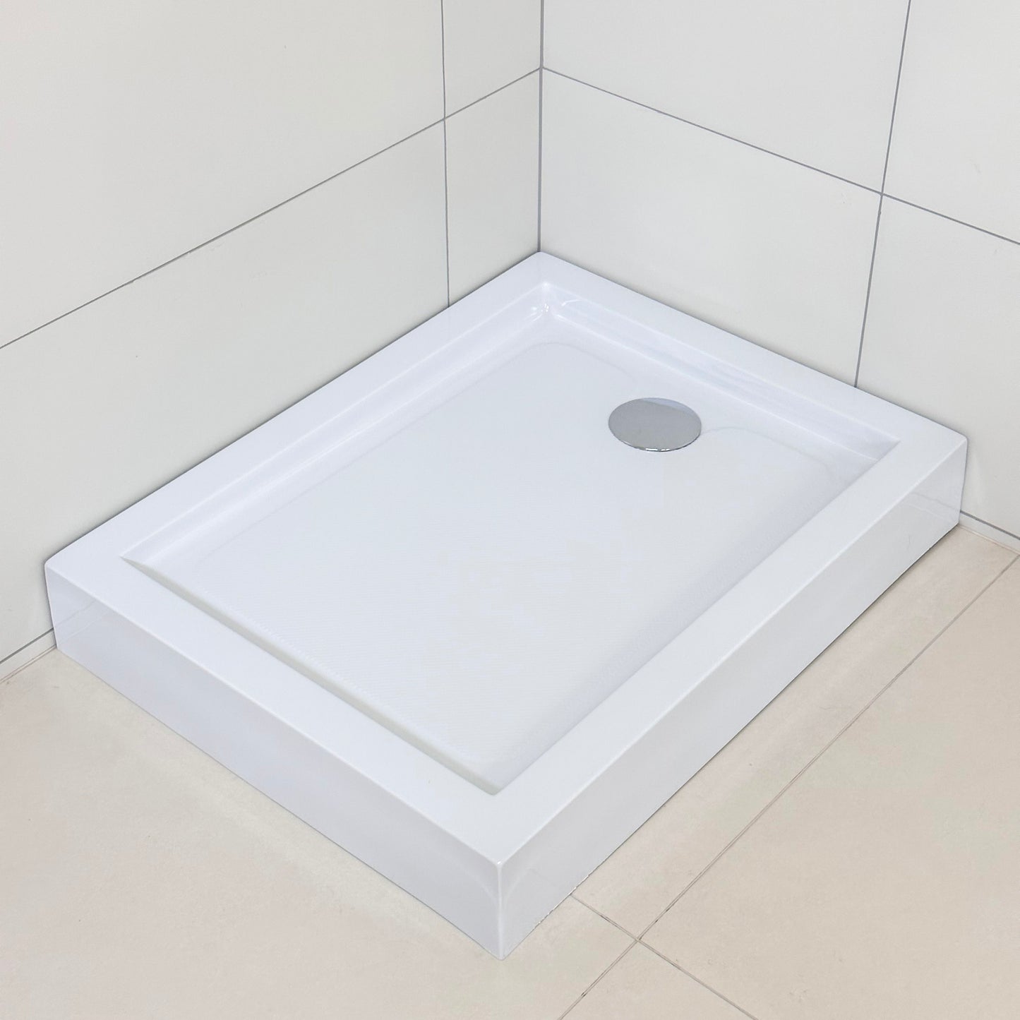 Receptaculo de Ducha Acrílico 100x70x13,5cm Ultra Resistente incluye desagüe y embellecedor